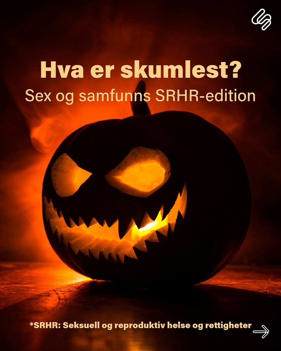 Hva er egentlig skumlest, zombier eller politikk som begrenser vår rett til trygg abort, tilgang på prevensjon, helhetlig og inkluderende seksualitetsundervisning, samt vår rett til selvbestemmelse?

Hint: det er ikke zombiene 🧟‍♂️

Sex og samfunn mener at alle skal ha frihet til å bestemme over egen kropp og liv, uten press, tvang eller skam. Derfor er vårt motto:

Frihet fra skam.
Frihet til å velge.

#SRHR #Halloween 🎃