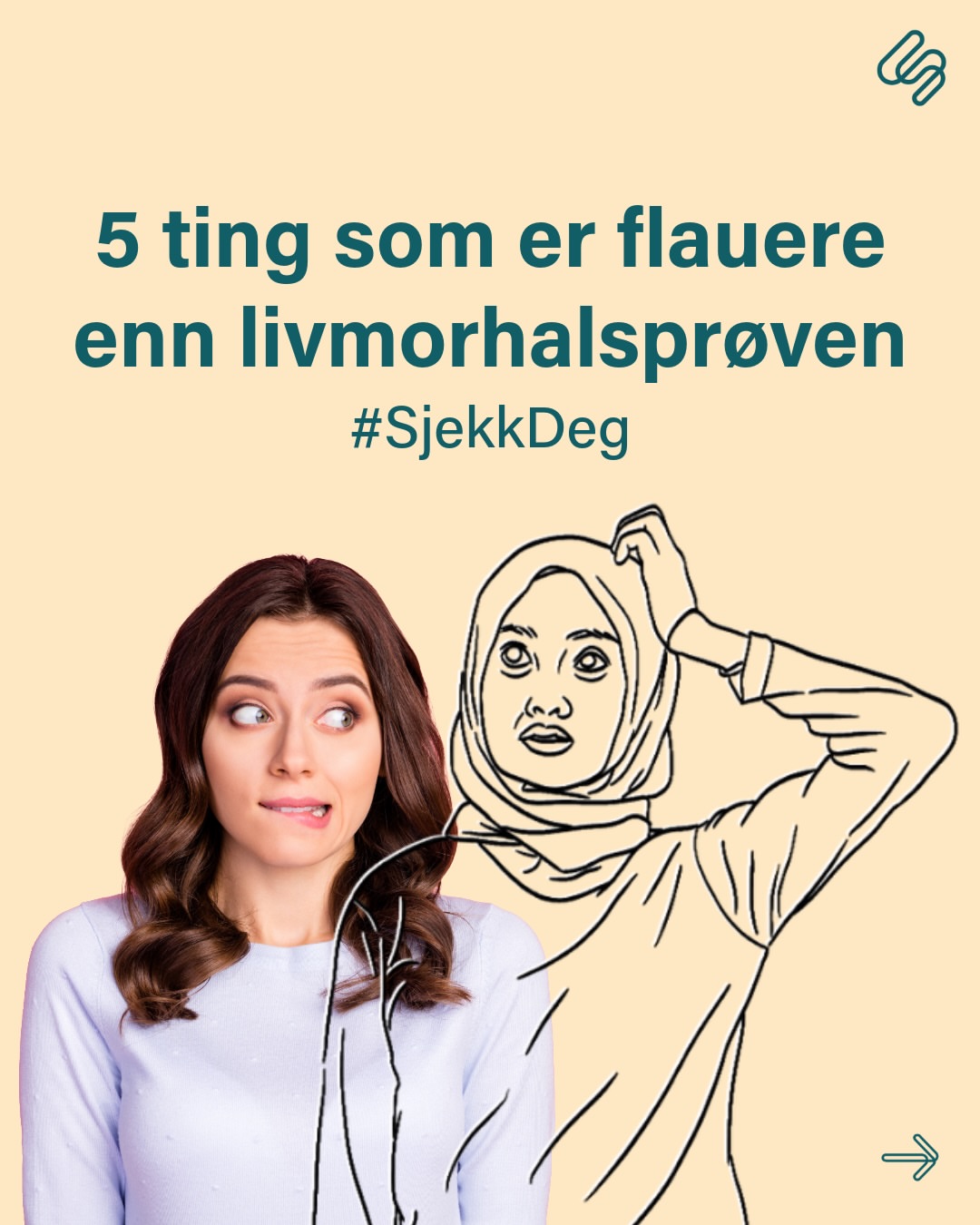 Visste du at rundt 100 000 kvinner i Norge dropper livmorhalsprøven hvert år – og at nedgangen er størst blant unge?

Er du mellom 25–69 år, bør du teste deg for HPV og celleforandringer hvert 5. år. Det gjelder også om du er vaksinert.
 Når du får brev fra Livmorhalsprogrammet, er det tid for å sjekke seg 💌

Prøven tar kort tid og er for de fleste ikke vond. Noen kan synes det er ubehagelig og det kan være fint å si ifra om du gruer deg, det er første gang du tar en gynekologisk undersøkelse eller har opplevd noe ubehagelig som gjør undersøkelsen vanskelig.
 Dersom gynekologisk undersøkelse er vanskelig, finnes det også HPV-hjemmetest som du kan få hos fastlegen din.

Og husk: 👉 Selvom du har tatt HPV-vaksina, er det fortsatt viktig å ta prøven. 👉 HPV-vaksinen er for alle – både de med livmor og de med penis

Livmorhalsprøven er en liten sjekk med stor betydning, så husk å #SjekkDeg ✨

For mer informasjon om HPV, celleforandringer og livmorhalskreft, besøk vår hjemmeside:

🔗 sexogsamfunn.no/sykdommer-underlivsplager/celleforandringer-og-livmorhalskreft/